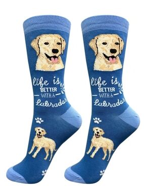0053-E&S Pets Lovers Blue Socks - Life Is Better With A Labrador